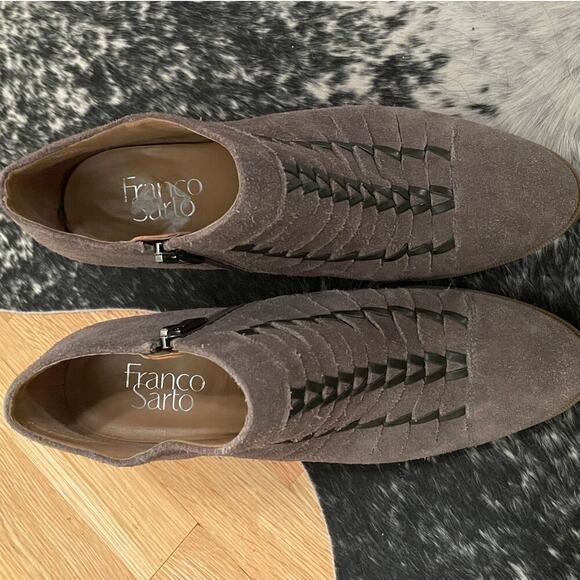 Suede Leather Braided Ankle Boots | Womens 9.5M, Brown - Picture 1 of 9